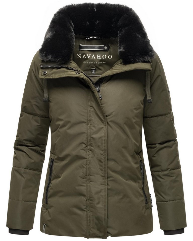 Navahoo Winterjacke Frostii XIV modische Damen Winter Steppjacke mit Kunstfellkragen von Navahoo