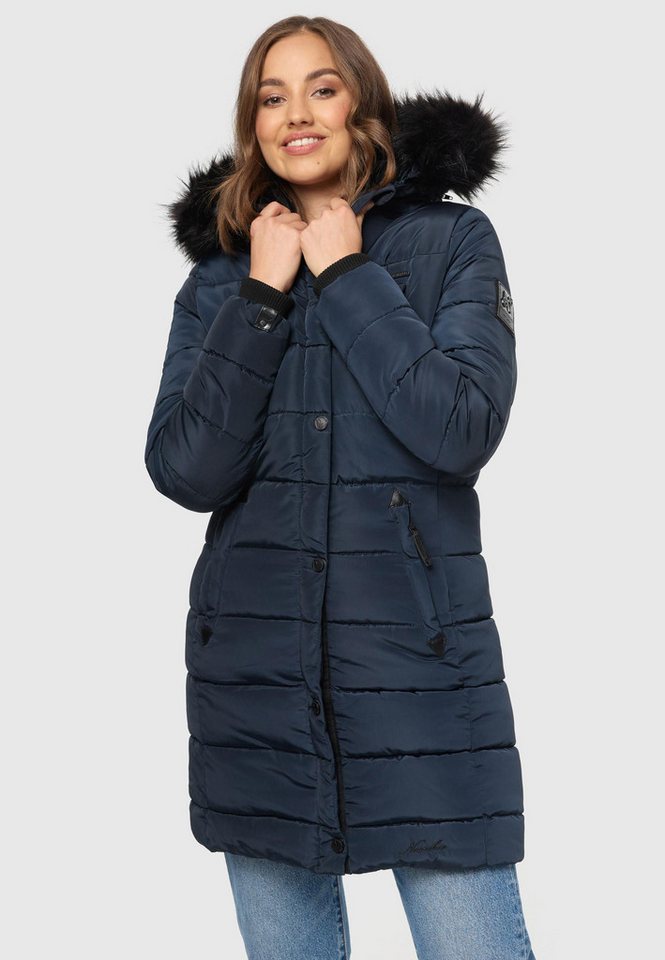 Navahoo Winterjacke Navahoo Lotusblüte Princess Damen Winter Steppjacke B897 mit warmem Teddyfell und abnehmbarem Kunstfell von Navahoo