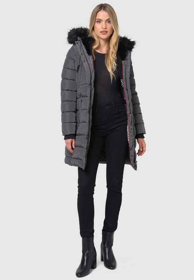 Navahoo Winterjacke Navahoo Lotusblüte Princess Damen Winter Steppjacke B897 mit warmem Teddyfell und abnehmbarem Kunstfell von Navahoo