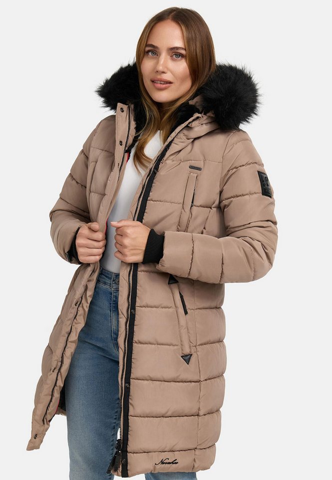 Navahoo Winterjacke Navahoo Lotusblüte Princess Damen Winter Steppjacke B897 mit warmem Teddyfell und abnehmbarem Kunstfell von Navahoo