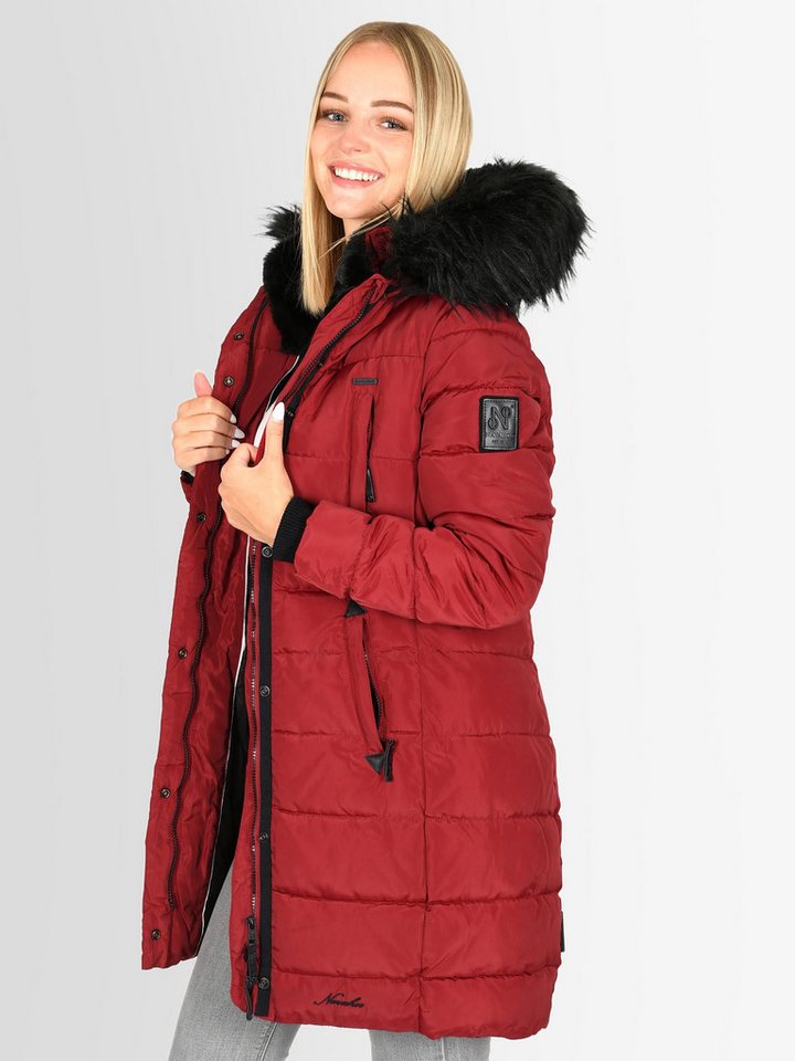 Navahoo Winterjacke Navahoo Lotusblüte Princess Damen Winter Steppjacke B897 mit warmem Teddyfell und abnehmbarem Kunstfell von Navahoo