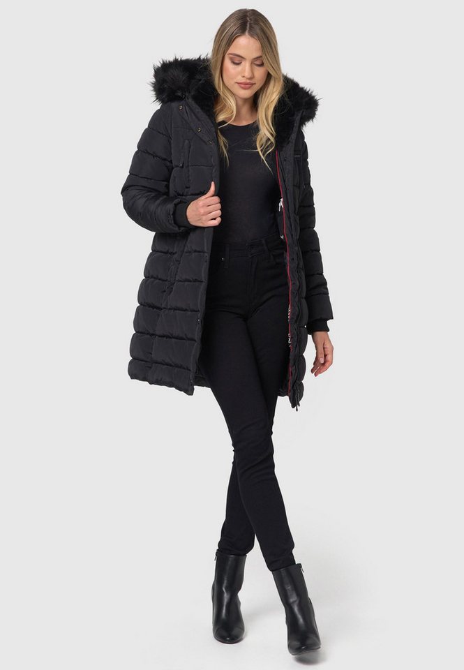 Navahoo Winterjacke Navahoo Lotusblüte Princess Damen Winter Steppjacke B897 mit warmem Teddyfell und abnehmbarem Kunstfell von Navahoo