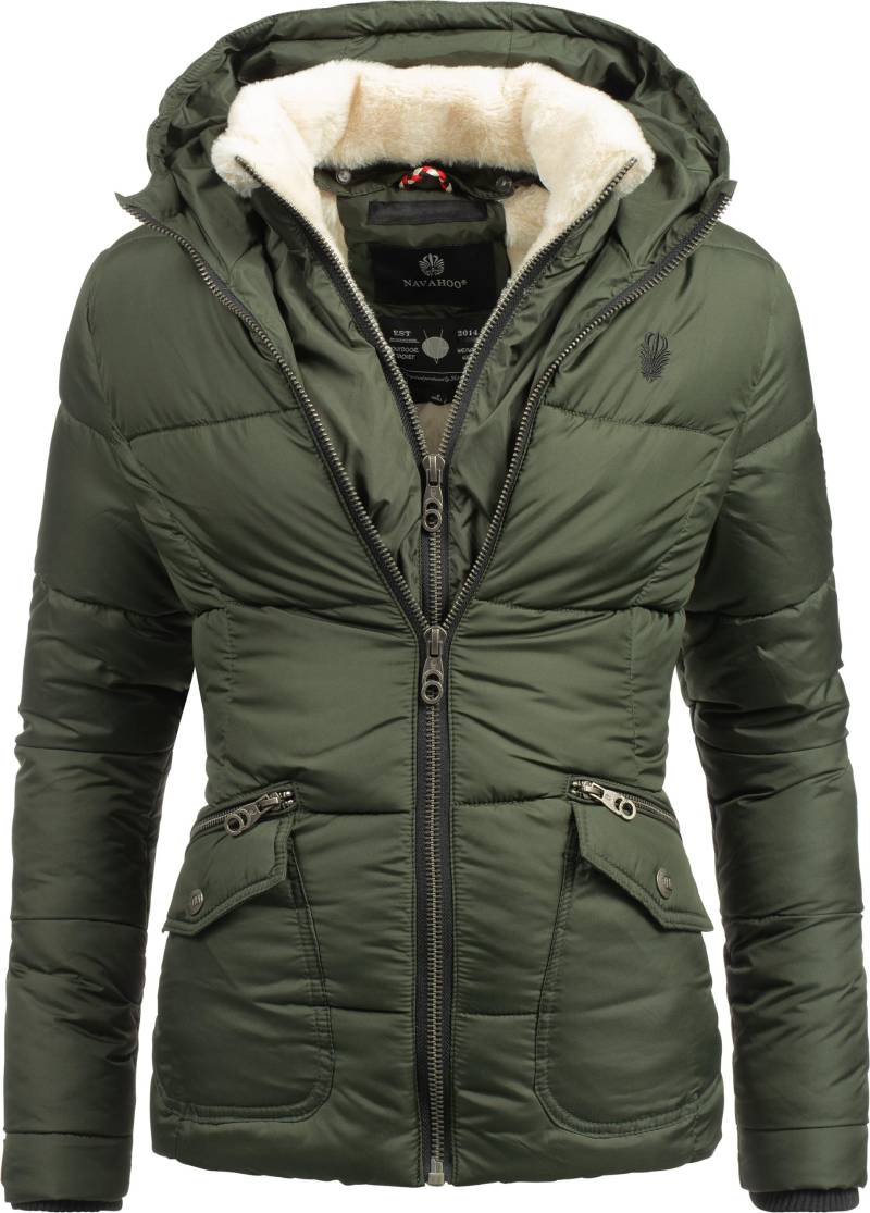 Navahoo Winterjacke "Megan" mit Kapuze stylische Damen Steppjacke mit Teddyfutter von Navahoo