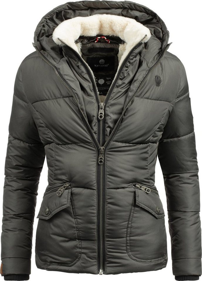 Navahoo Winterjacke Megan stylische Damen Steppjacke mit Teddyfutter von Navahoo