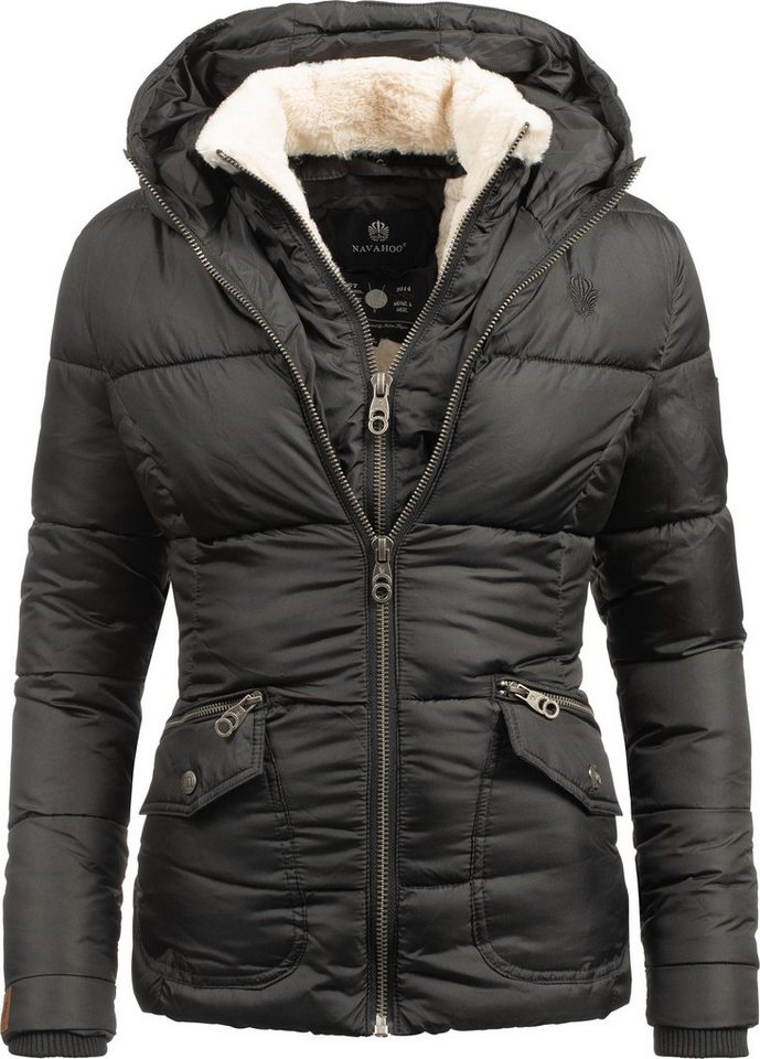 Navahoo Winterjacke Megan stylische Damen Steppjacke mit Teddyfutter von Navahoo