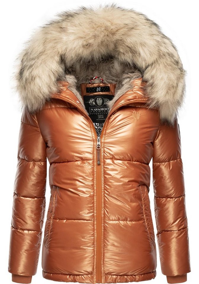 Navahoo Winterjacke Tikunaa warm gefütterte Damen Steppjacke mit Kunstfellkapuze von Navahoo