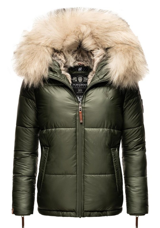 Navahoo Winterjacke Tikunaa warm gefütterte Damen Steppjacke mit Kunstfellkapuze von Navahoo