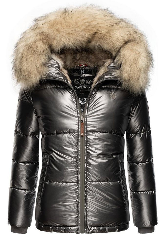 Navahoo Winterjacke Tikunaa warm gefütterte Damen Steppjacke mit Kunstfellkapuze von Navahoo