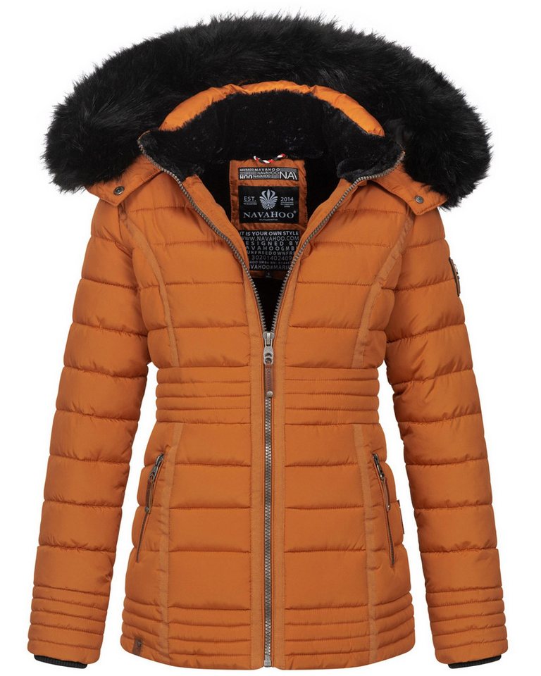 Navahoo Winterjacke mit kuschligem Teddyfell und abnehmbarer Kapuze Navahoo Umay Princess Damen Winter Steppjacke B900 Olive Größe L - Gr. von Navahoo