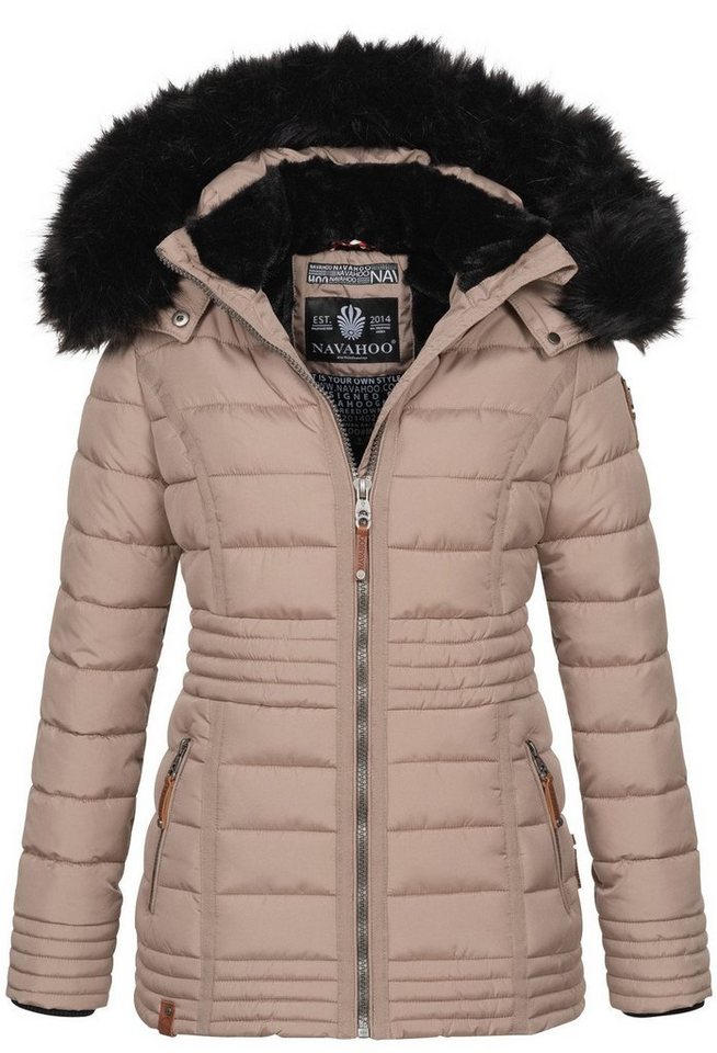 Navahoo Winterjacke Navahoo Umay Princess Damen Winter Steppjacke B900 mit kuschligem Teddyfell und abnehmbarer Kapuze von Navahoo