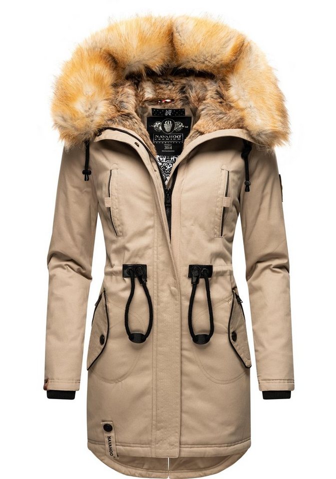 Navahoo Wintermantel Bombii stylischer Damen Winterparka mit Kunstfell-Kapuze von Navahoo