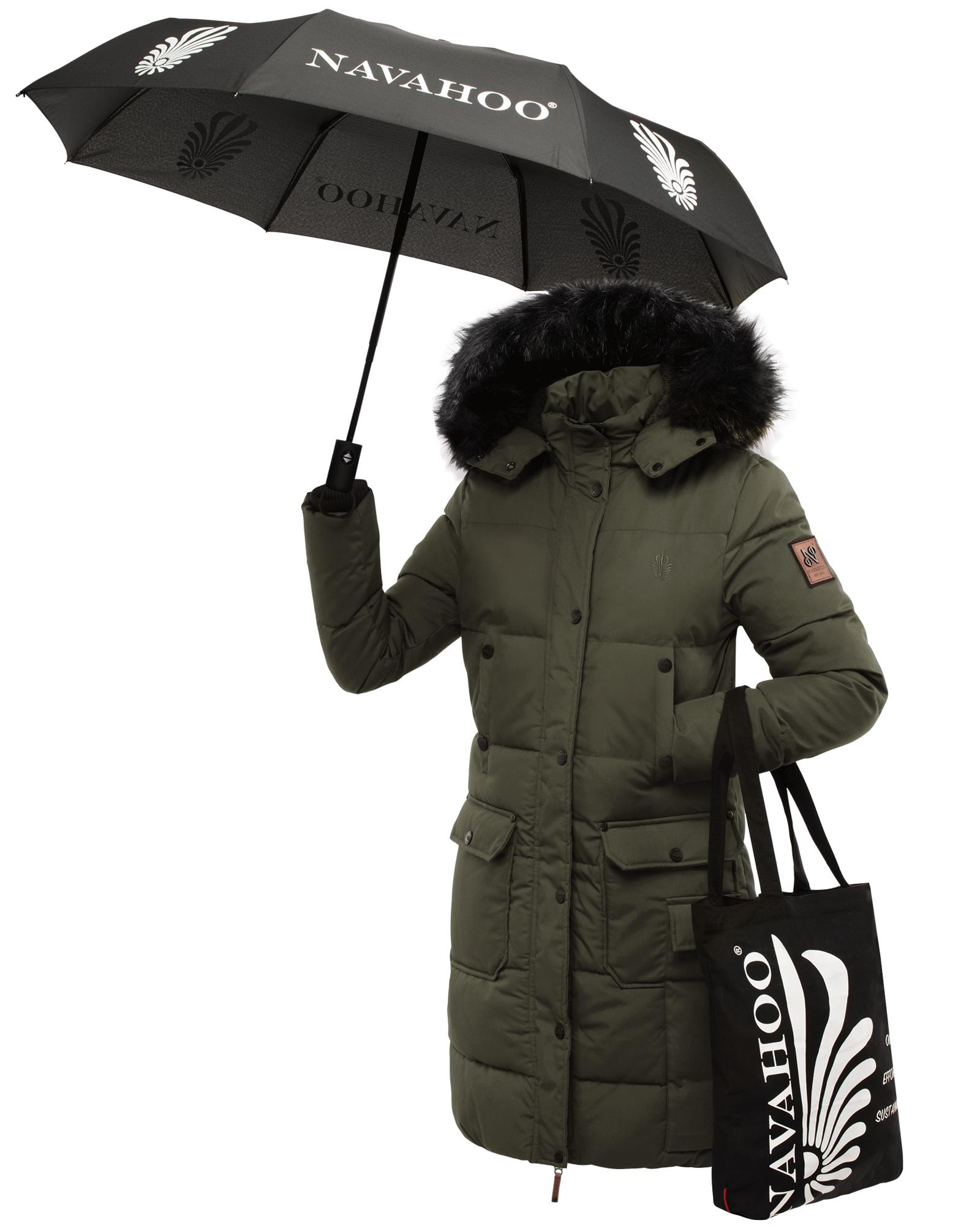 Navahoo Wintermantel Cosimaa, Warmer Damen Parka inkl. Einkaufstasche und Regenschirm von Navahoo