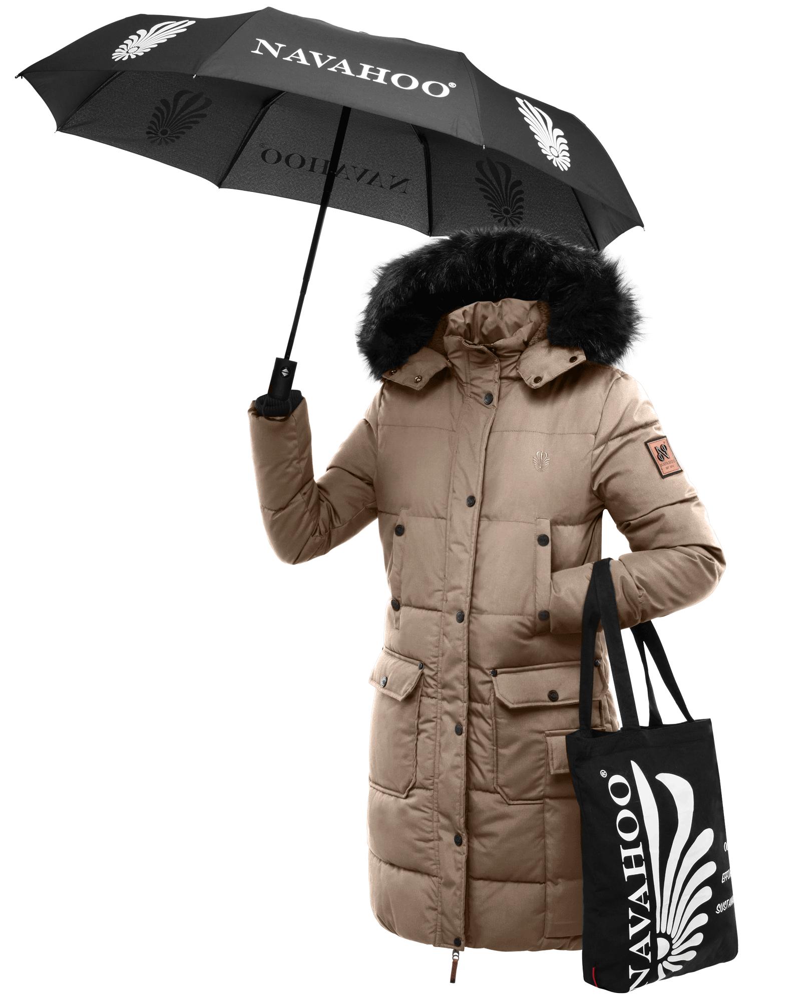 Navahoo Wintermantel "Cosimaa", Warmer Damen Parka inkl. Einkaufstasche und Regenschirm von Navahoo