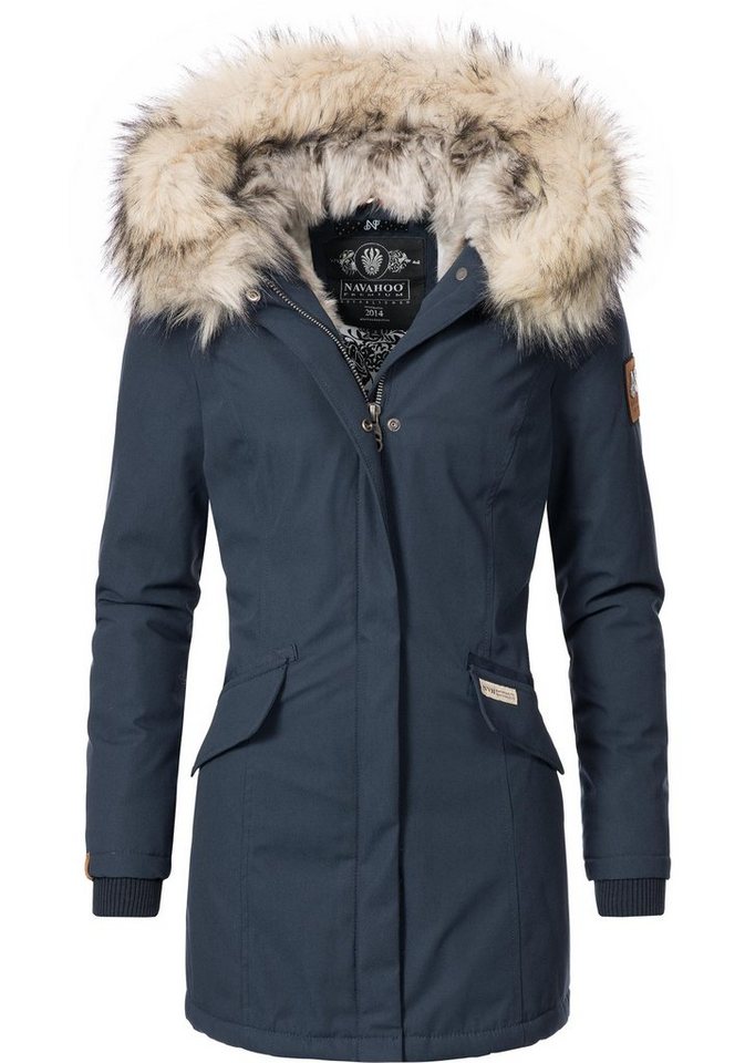 Navahoo Wintermantel Cristal stylischer Damen Winterparka mit Kunstfell-Kapuze von Navahoo