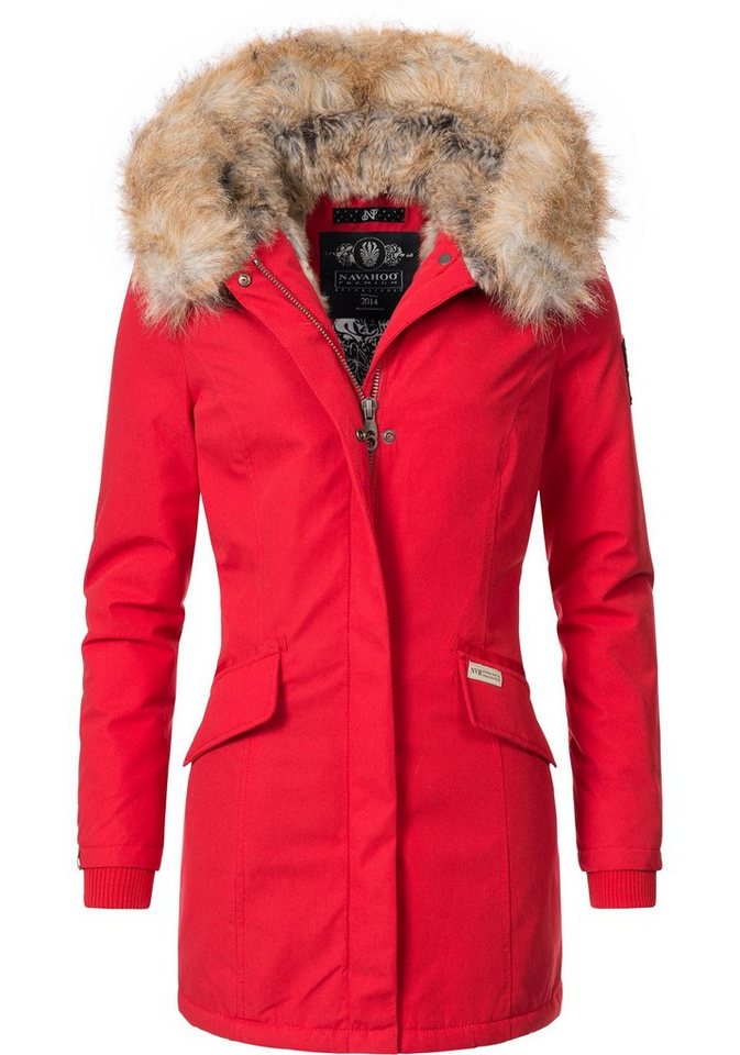 Navahoo Wintermantel Cristal stylischer Damen Winterparka mit Kunstfell-Kapuze von Navahoo