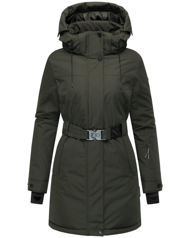 Navahoo Wintermantel Frostkuss 14 Warmer Damen Mantel mit abnehmbarer Kapuze und Taillengürtel von Navahoo
