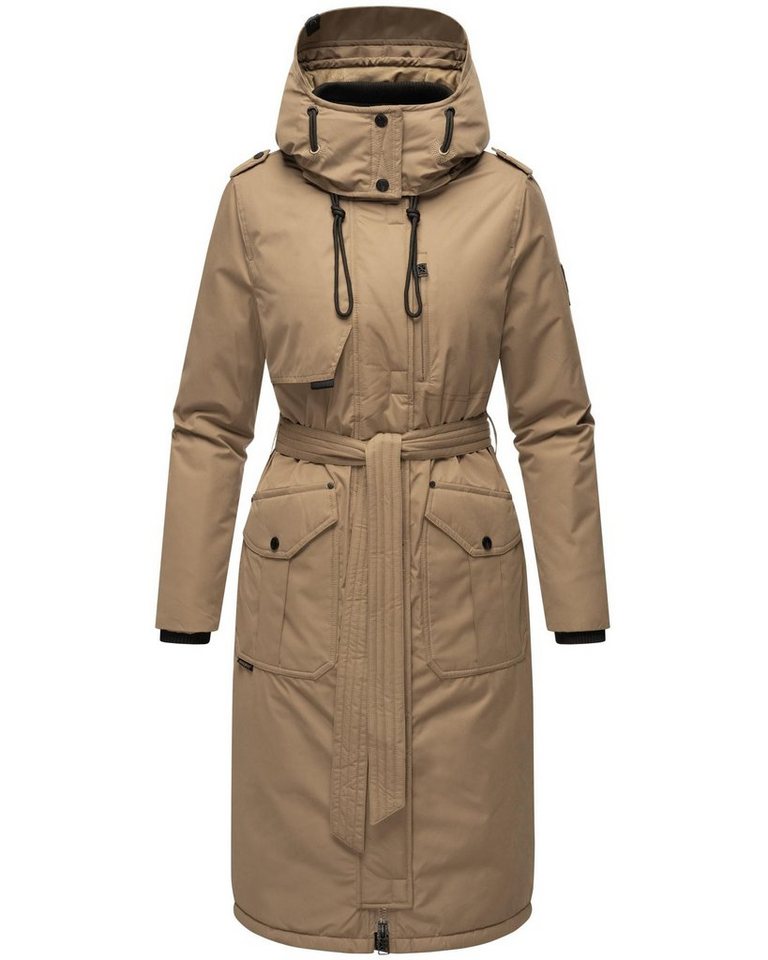 Navahoo Wintermantel Hokulanii Langer Winter Damenmantel mit Taillengürtel von Navahoo