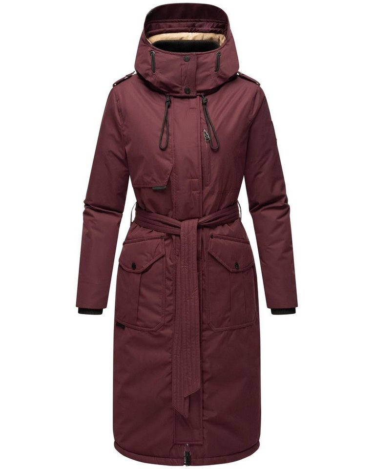 Navahoo Wintermantel Hokulanii Langer Winter Damenmantel mit Taillengürtel von Navahoo