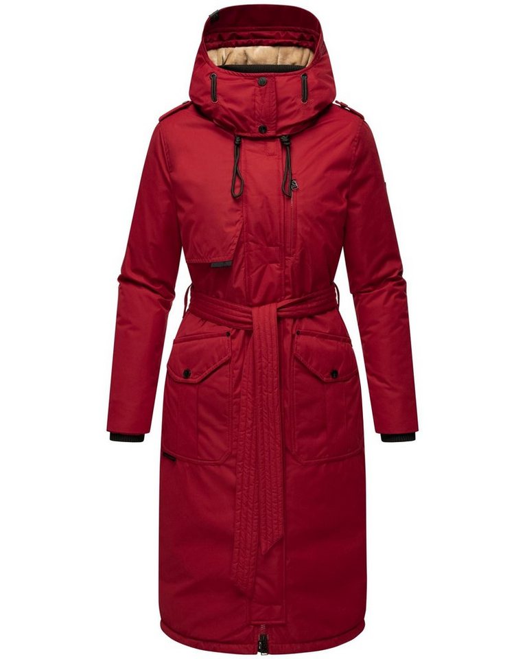 Navahoo Wintermantel Hokulanii Langer Winter Damenmantel mit Taillengürtel von Navahoo
