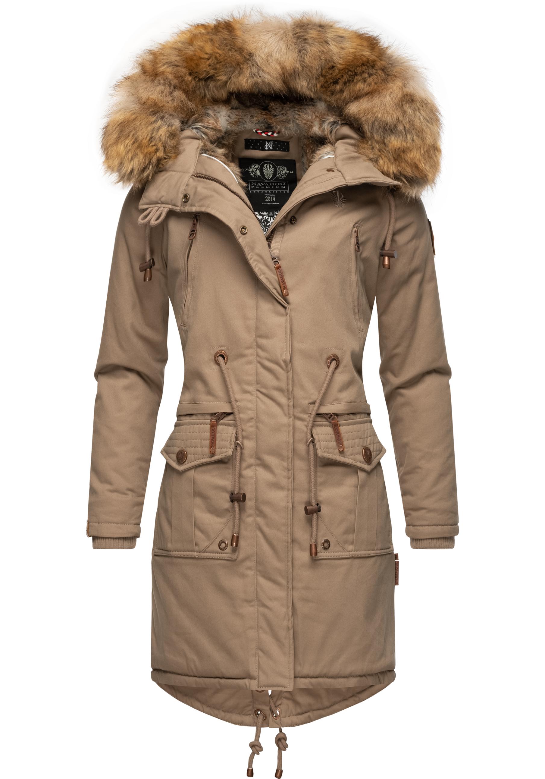 Navahoo Wintermantel "Rosinchen" stylischer Damen Winter Baumwollparka mit Kunstfell von Navahoo