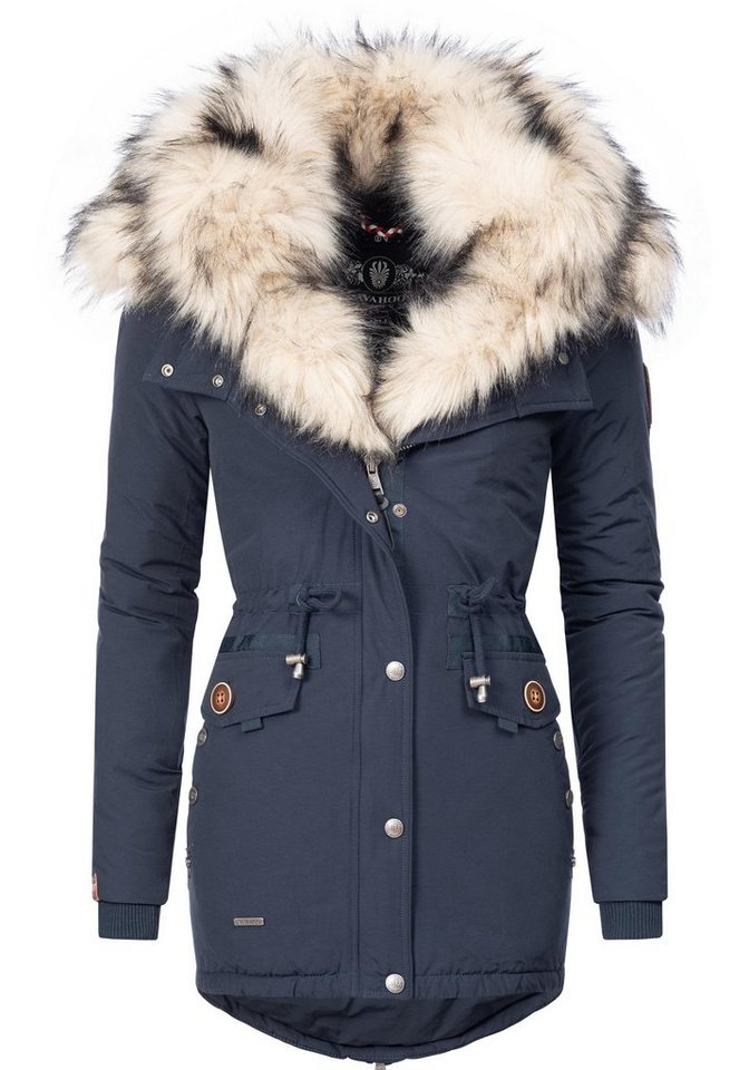 Navahoo Wintermantel Sweety abgefahrener Winterparka m. 2 Kunstpelz-Kapuzen von Navahoo