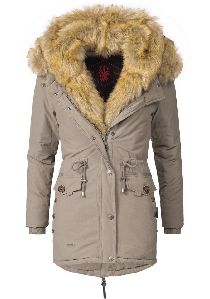 Navahoo Wintermantel Sweety abgefahrener Winterparka m. 2 Kunstpelz-Kapuzen von Navahoo