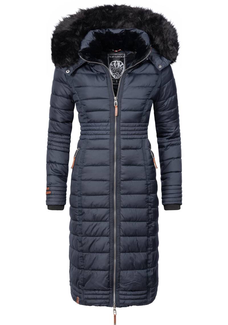 Navahoo Wintermantel "Umay" langer Damen Winter Steppmantel mit Kunstfellkapuze von Navahoo