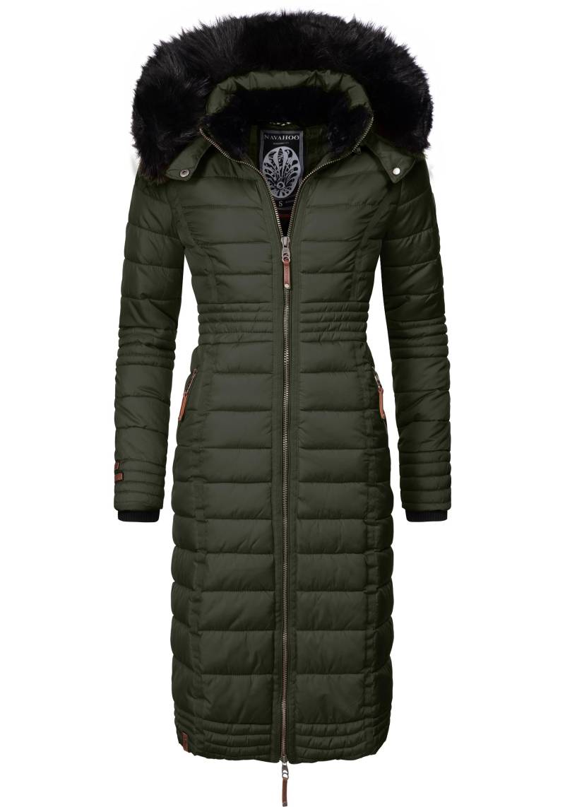 Navahoo Wintermantel "Umay" langer Damen Winter Steppmantel mit Kunstfellkapuze von Navahoo