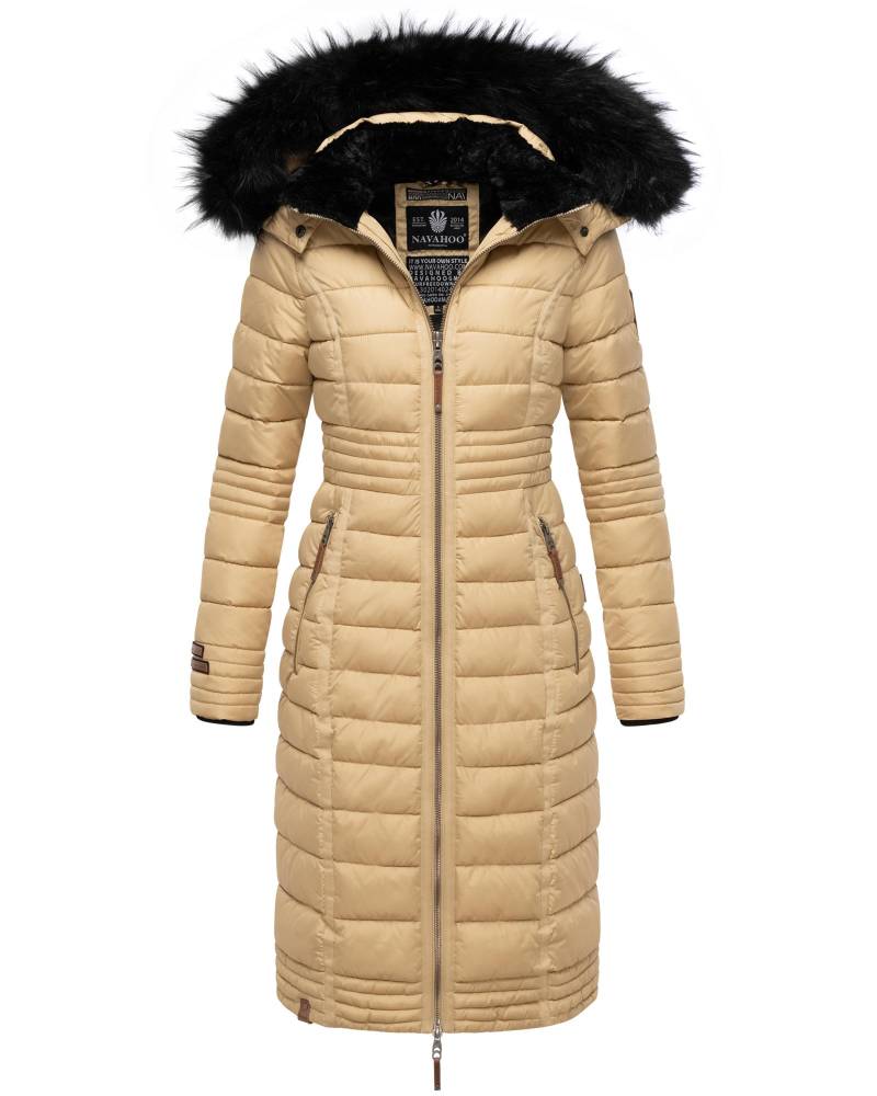 Navahoo Wintermantel "Umay" langer Damen Winter Steppmantel mit Kunstfellkapuze von Navahoo