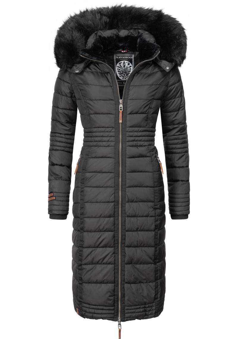 Navahoo Wintermantel "Umay" langer Damen Winter Steppmantel mit Kunstfellkapuze von Navahoo