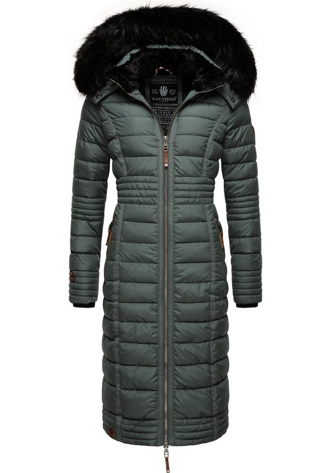 Navahoo Wintermantel Umay langer Damen Winter Steppmantel mit Kunstfellkapuze von Navahoo