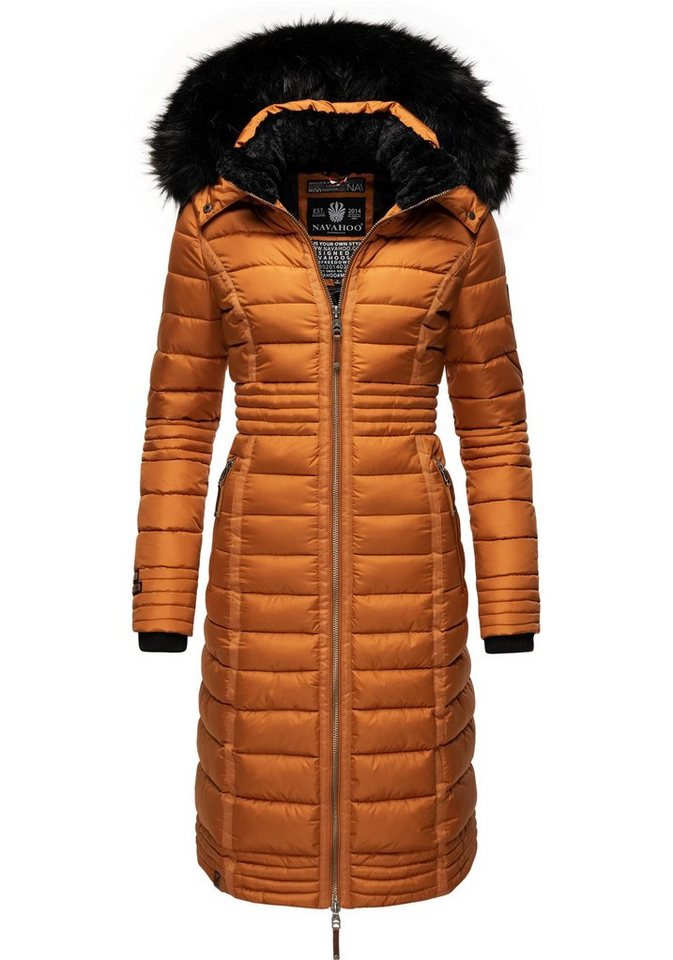 Navahoo Wintermantel Umay langer Damen Winter Steppmantel mit Kunstfellkapuze von Navahoo