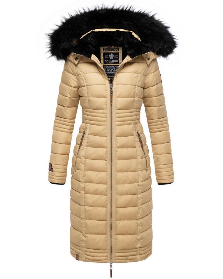 Navahoo Wintermantel Umay langer Damen Winter Steppmantel mit Kunstfellkapuze von Navahoo