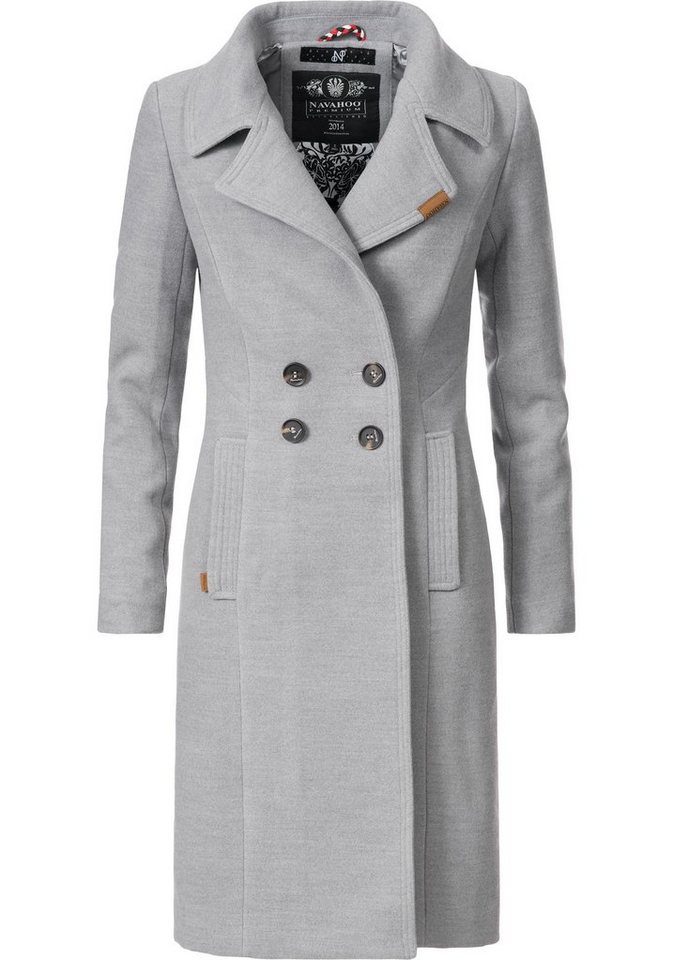 Navahoo Wintermantel Wooly edler Damen Trenchcoat in Wollmantel-Optik von Navahoo