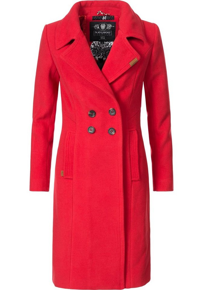 Navahoo Wintermantel Wooly edler Damen Trenchcoat in Wollmantel-Optik von Navahoo
