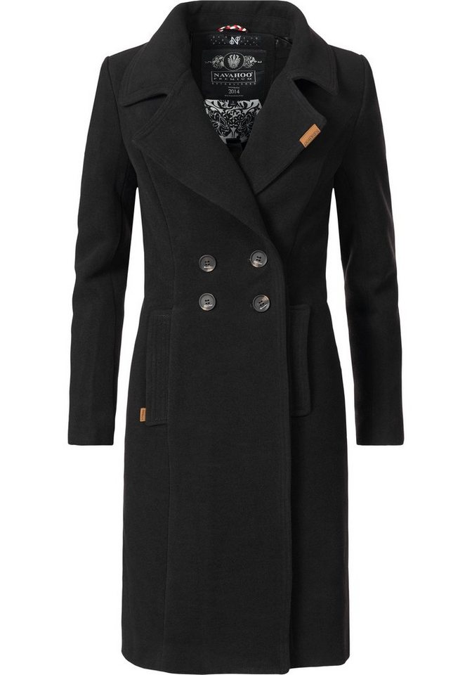 Navahoo Wintermantel Wooly edler Damen Trenchcoat in Wollmantel-Optik von Navahoo
