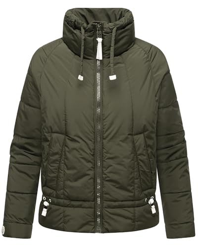 Navahoo leichte Damen Steppjacke Kurze Übergangsjacke Oversized mit Fledermausärmeln Luftzauber 14 Dark Olive Gr. XXL von Navahoo