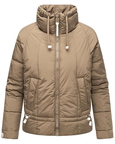 Navahoo leichte Damen Steppjacke Kurze Übergangsjacke Oversized mit Fledermausärmeln Luftzauber 14 Stone Brown Gr. M von Navahoo