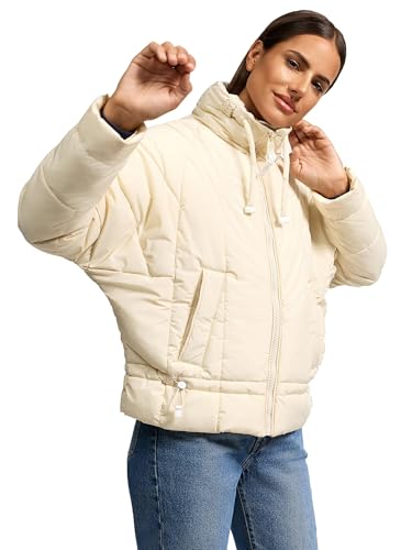 Navahoo leichte Damen Steppjacke Kurze Übergangsjacke Oversized mit Fledermausärmeln Luftzauber 14 Cream Gr. L von Navahoo