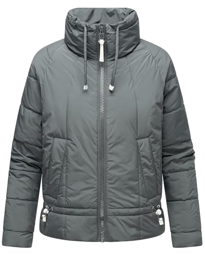 Navahoo leichte Damen Steppjacke Kurze Übergangsjacke Oversized mit Fledermausärmeln Luftzauber 14 Stormy Blue Gr. L von Navahoo