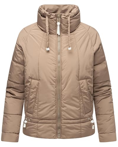 Navahoo leichte Damen Steppjacke Kurze Übergangsjacke Oversized mit Fledermausärmeln Luftzauber 14 Taupe Grey Gr. M von Navahoo