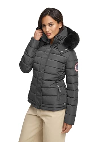 Navahoo warme Damen Winter Jacke Parka Mantel Stepp Kurzjacke gefüttert B301 [B301-Anthrazit-Gr.S] von Navahoo