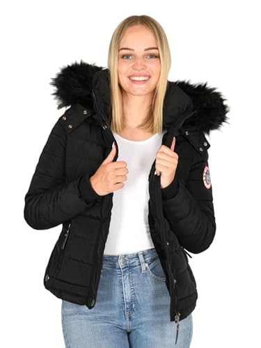 Navahoo warme Damen Winter Jacke Parka Mantel Stepp Kurzjacke gefüttert B301 [B301-Schwarz-Gr.M] von Navahoo