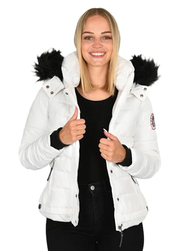 Navahoo warme Damen Winter Jacke Parka Mantel Stepp Kurzjacke gefüttert B301 [B301-Weiss-Gr.M] von Navahoo
