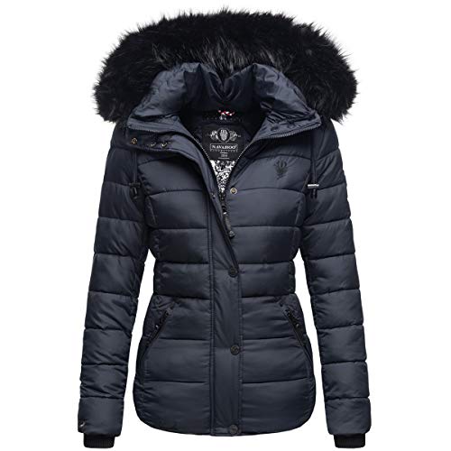 Navahoo warme Damen Winter Jacke Parka Mantel Stepp Kurzjacke gefüttert B832 [B832-Zuckerbien-Navy-Gr.S] von Navahoo