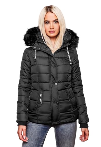 Navahoo warme Damen Winter Jacke Parka Mantel Stepp Kurzjacke gefüttert B832 [B832-Zuckerbien-Schwarz-Gr.XL] von Navahoo