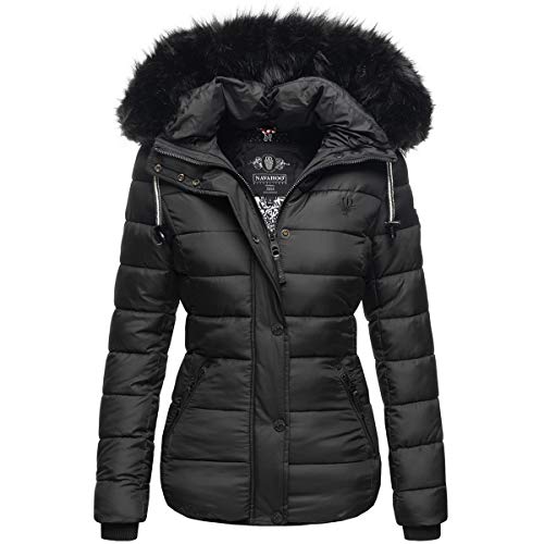 Navahoo warme Damen Winter Jacke Parka Mantel Stepp Kurzjacke gefüttert B832 [B832-Zuckerbien-Schwarz-Gr.XS] von Navahoo