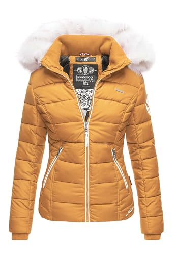 Navahoo warme Damen Winter Jacke Stepp Kurzjacke gefüttert B810 [B810-Khing-Gelb-Gr.S] von Navahoo