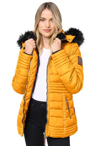 Navahoo warme Damen Winter Jacke Steppjacke mit Teddyfell B900 [B900-Umay-Pri.-Gelb-Gr.XS] von Navahoo