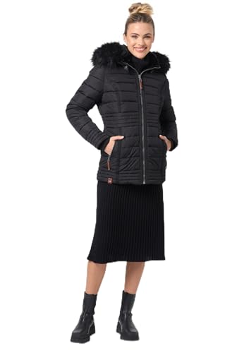 Navahoo warme Damen Winter Jacke Steppjacke mit Teddyfell B900 [B900-Umay-Pri.-Schwarz-Gr.XXL] von Navahoo